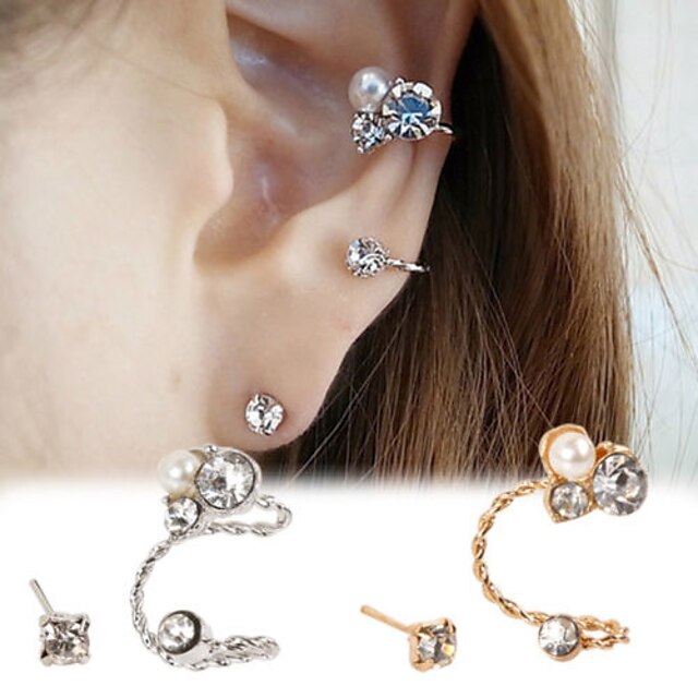  Women's Agate Stud Earrings / Ear Cuff - Imitation Diamond Silver / Golden For Party / Daily