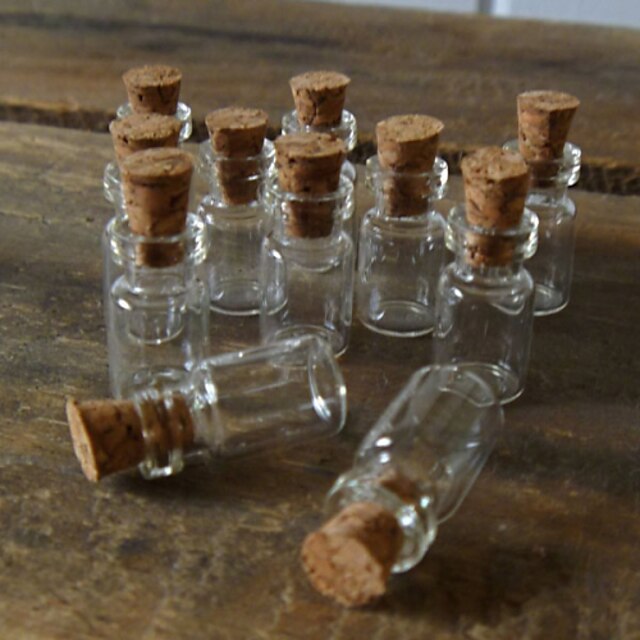  50 Pack 18x10mm (HeightxDia) 0.5ml Mini Clear Transparent  Wishing Glass Bottle with Cork Top