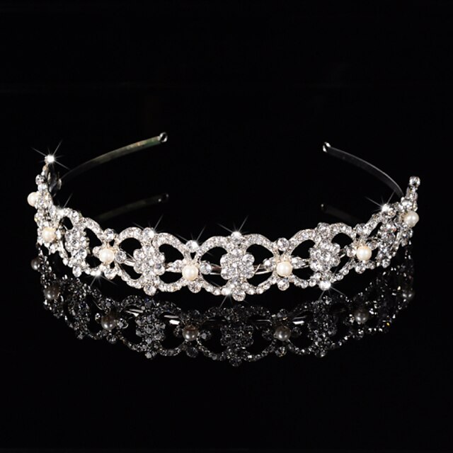  Bridal Crown Silver Tiara Queen Crystal/Diamond Hairclips Headpiece Peals Handmake For Wedding/Party