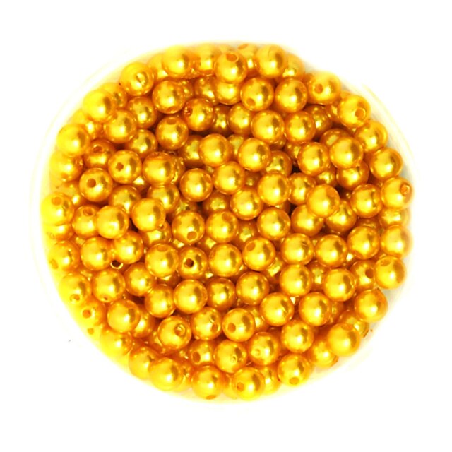  Beadia 100g(Approx 1000Pcs)  ABS Pearl Beads 6mm Round Gold Yellow Color Plastic Loose Beads For DIY Jewelry Making