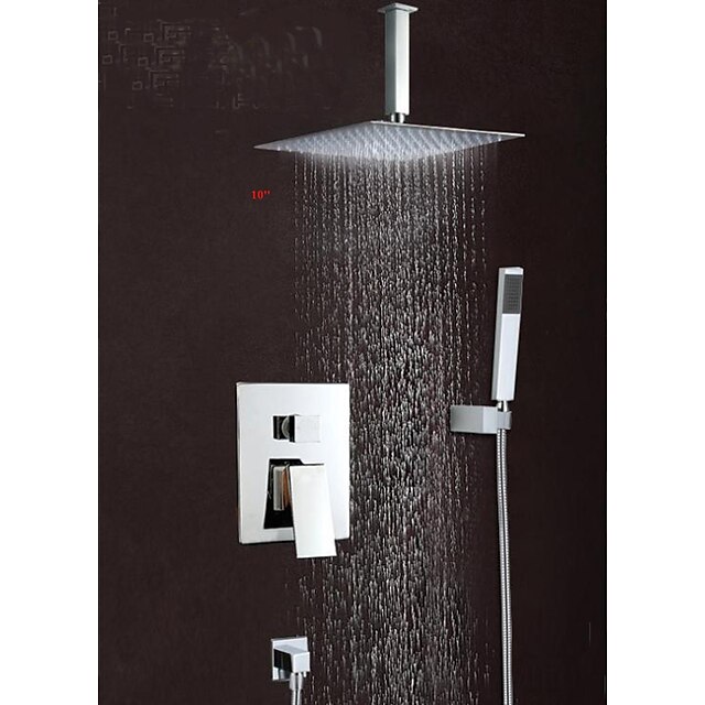  Zuhany csaptelep - Kortárs Króm Fali Réz szelep Bath Shower Mixer Taps / Bronz / Egy fogantyú három lyuk