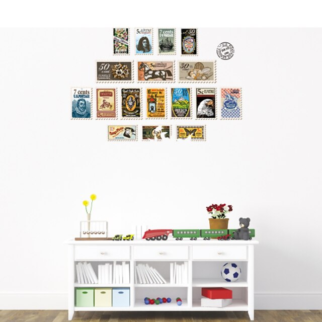  Wall Stickers Wall Decals Style Commemorative Stamps PVC Wall Stickers