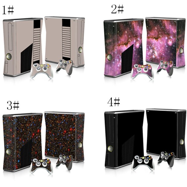  Decals Skin Sticker for Xbox360 Slim Console & 2 Controllers