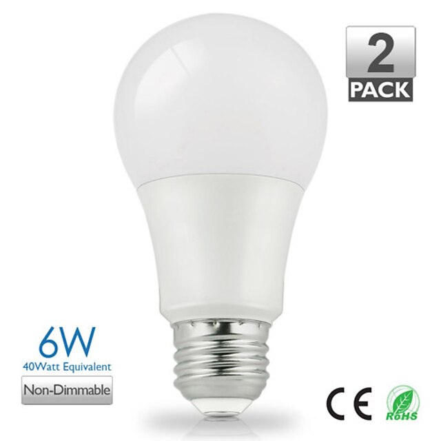 1шт 6 W 500 lm E26 / E27 Круглые LED лампы A60(A19) 14 Светодиодные бусины SMD 5630 Тёплый белый / Холодный белый / Естественный белый 220-240 V / 110-130 V / 2 шт. / RoHs / Energy Star / ERP