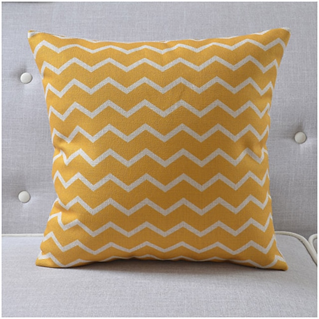  estilo moderno padrão ondulado laranja algodão / linho capa de travesseiro decorativo