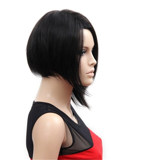  Perruque Synthétique Droit Style Sans bonnet Perruque Noir de jais Cheveux Synthétiques Femme Noir Perruque Perrruque de Déguisement