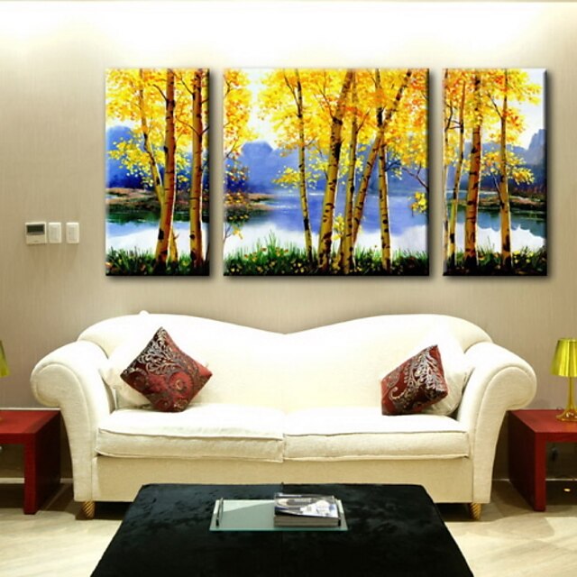  obraz olejny dekoracji abstrakcyjny krajobraz ręcznie malowane płótno rozciągnięte obramowane - zestaw 3