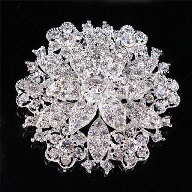  Vintage Ｗomen Clear Crystal Rhinestone Diamond Leaf Wedding Brooch