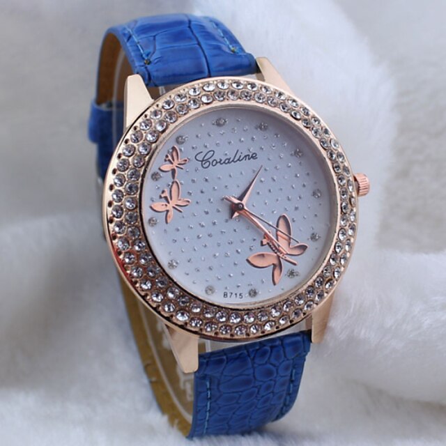  Γυναικεία Ρολόι Καρπού Diamond Watch Χαλαζίας Συνθετικό δέρμα με επένδυση Μαύρο / Λευκή / Μπλε Hot Πώληση Αναλογικό κυρίες Πεταλούδα Μοντέρνα - Κόκκινο Μπλε Ροζ