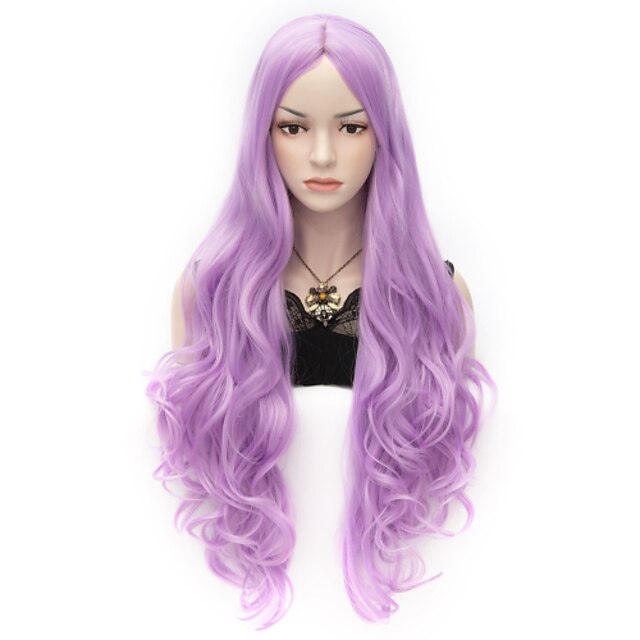  80cm u party curly cosplay party wig multi colors available liac light purple Halloween