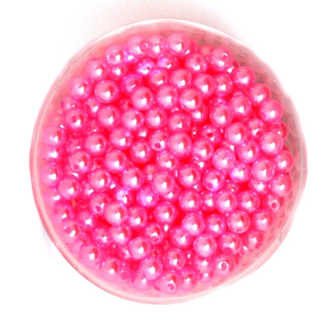  beadia 100g (περίπου 1000pcs) κοιλιακούς μαργαριτάρι χάντρες 6 χιλιοστά γύρο καυτό ροζ πλαστικό χρώμα χαλαρά χάντρες DIY για την κατασκευή