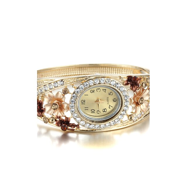  Damen Uhr Armbanduhr Diamond Watch Goldene Uhr Quartz Legierung Gold Imitation Diamant Analog damas Blume Armreif Modisch Elegant Rot Grün Regenbogen