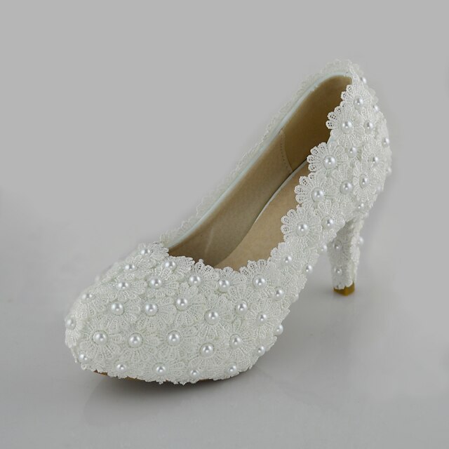  Women's Shoes  Stiletto Heel Heels Pearl Pumps/Heels Wedding/Party & Evening/Dress White