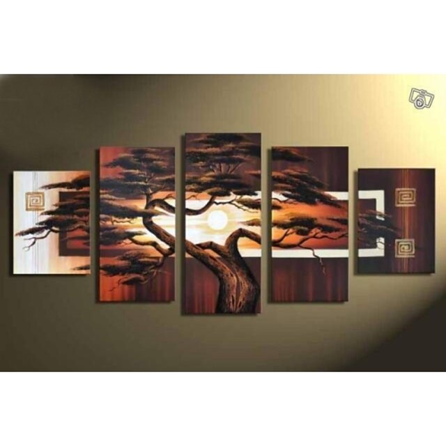  käsinmaalattu moderni maisema öljymaalaus kankaalle seinät art tree kuvat 5kpl / set no frame