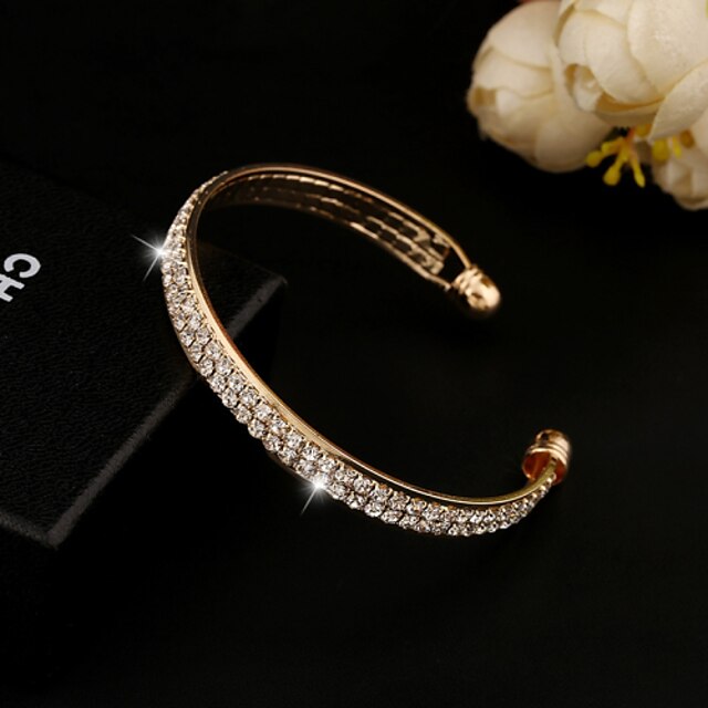  Crystal Cuff Bracelet Tennis Bracelet Ladies Unique Design Work Casual Fashion 18K Gold Plated Bracelet Jewelry Gold / Silver For Christmas Gifts Wedding Masquerade Engagement Party Prom