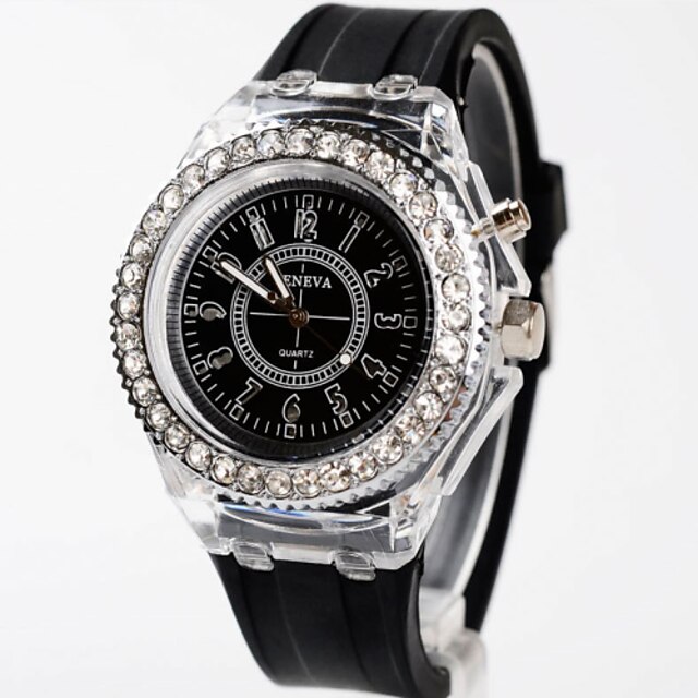  Geneva Damen Uhr Armbanduhren für den Alltag Modeuhr Japanisch Quartz Silikon Schwarz / Weiß 30 m leuchtend Analog damas Charme Weiß Schwarz / Zwei jahr / Zwei jahr