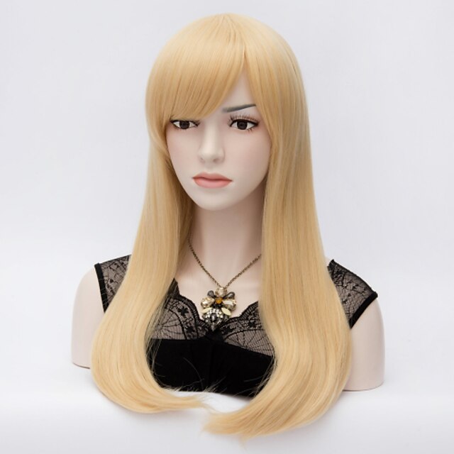  Daily Use Sexy Women Wig Blonde Natural Straight Synthetic Full Hair Wig