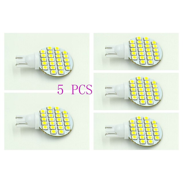  5pcs Paneelivalaisimet 100-120 lm T10 24 LED-helmet SMD 3528 Neutraali valkoinen 12 V / 5 kpl / RoHs