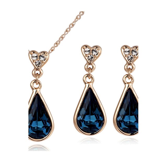  Women's Crystal Jewelry Set Pear Cut Solitaire Drop Ladies Crystal Cubic Zirconia Earrings Jewelry For Wedding Party Daily Casual