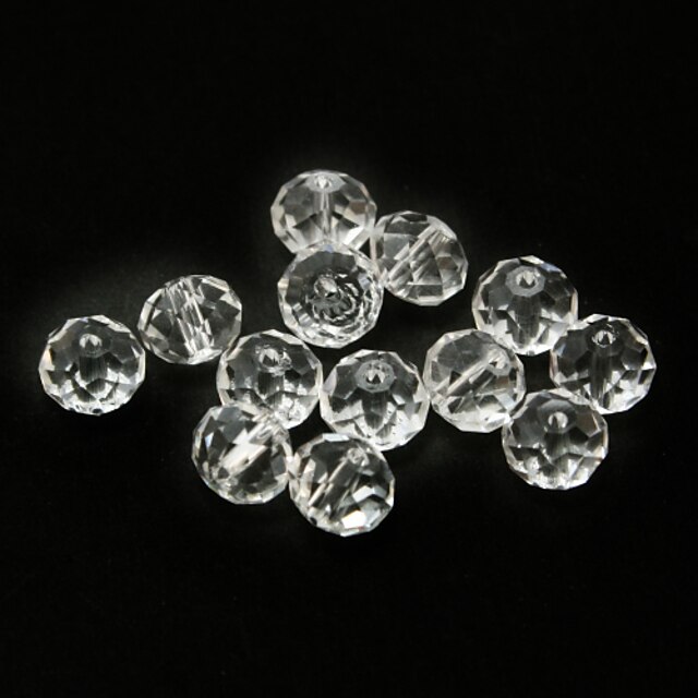  Beadia 120PCS Fashion Glass Facetted Crystal Beads 6x8mm Flat Round Shape Transparent Color DIY Spacer Loose Beads