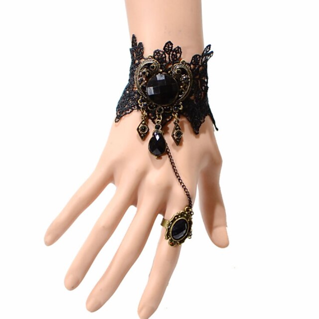  Vintage Gothic Bracelet With Ring Elegant Classical Feminine Style