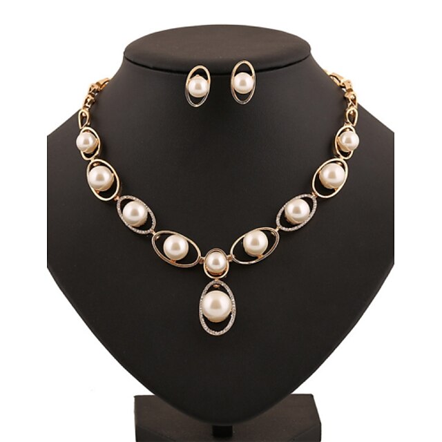  XIXI  Women Latest Fashion Alloy Rhinestone Imitation Pearl Necklace/Earrings Sets
