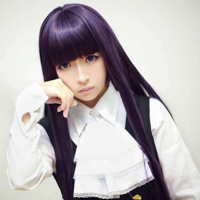  Cosplay Costume Wig Synthetic Wig Straight Straight With Bangs Wig Long Purple Synthetic Hair Women's With Bangs Purple
