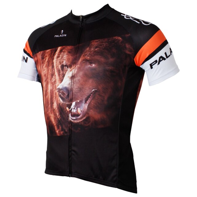  ILPALADINO Men's Short Sleeve Cycling Jersey Polyester Black Animal Cartoon Bike Jersey Top Breathable Quick Dry Ultraviolet Resistant Sports Clothing Apparel / Limits Bacteria / Stretchy