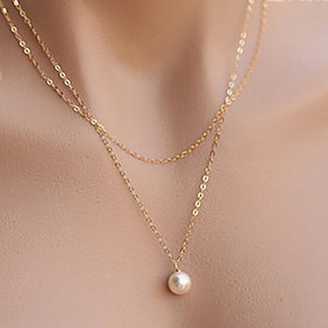  Necklace Women's Gold Stylish Golden White Necklace Jewelry for Party Wedding Special Occasion Anniversary Birthday Party / Evening / Gift / Daily / Engagement