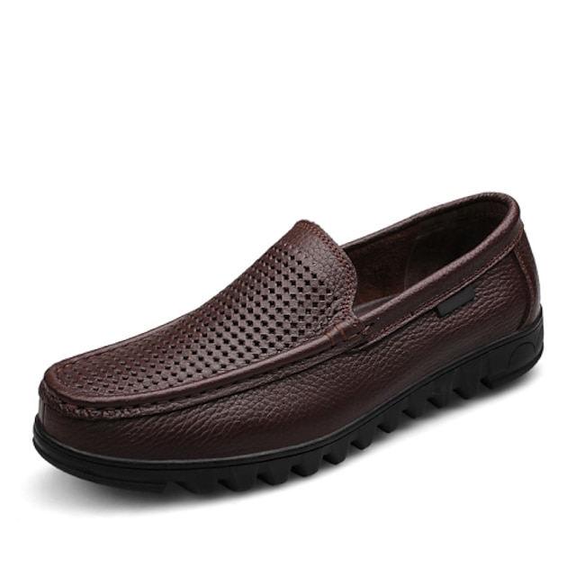  Men's Leather Shoes Leather Spring / Fall Loafers & Slip-Ons Black / Brown