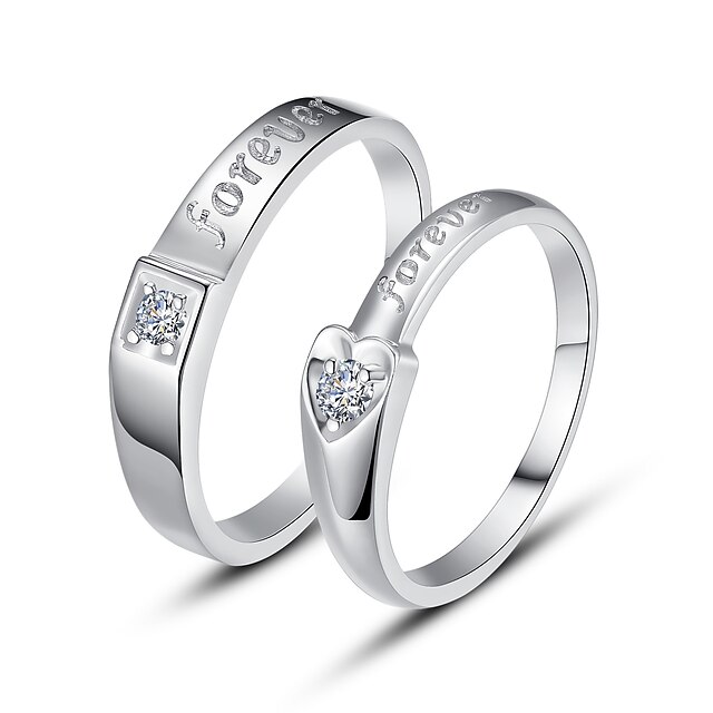  Couples' Sterling Silver Ring With Cubic Zirconia