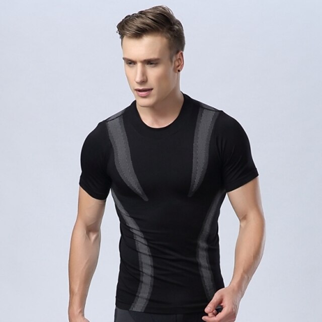  Men's Tight Body Shaping Light Pressure Comfortable Breathable Quick Dry Sport Short Sleeved