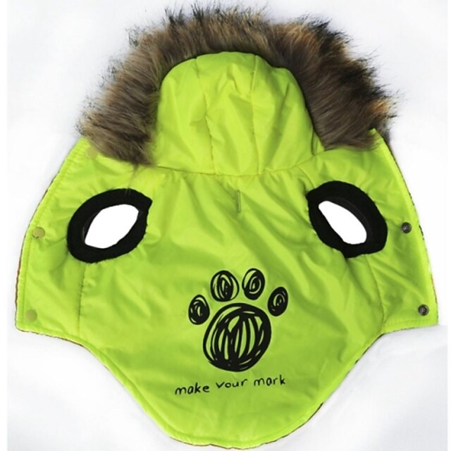  Katt Hund Kappor Huvtröjor Bokstav & Nummer Mode Utomhus Vinter Hundkläder Grön Kostym Cotton XS L