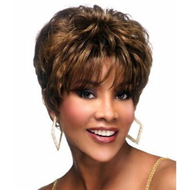  Synthetic Wig Curly Curly Wig Short Brown Synthetic Hair Women's Brown