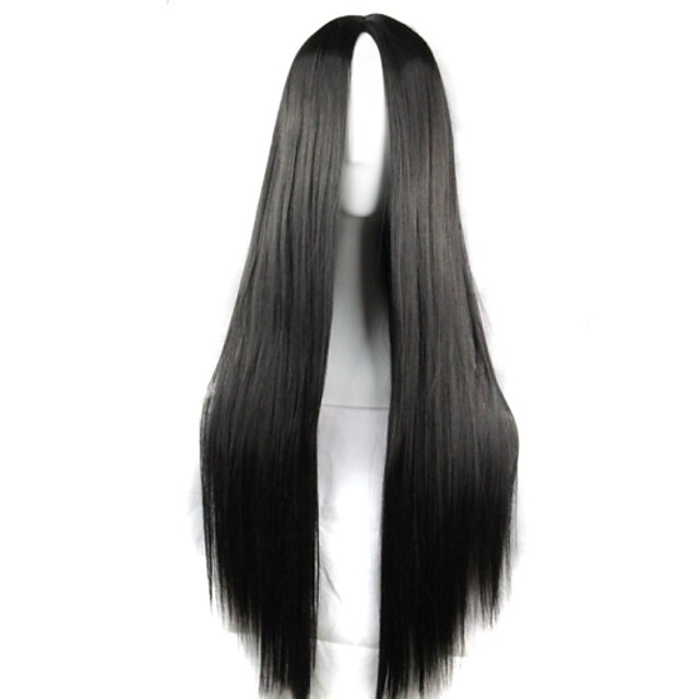  Parrucche Cosplay Parrucche sintetiche Parrucche per travestimenti Liscio Taglio asimmetrico Parrucca Lungo Nero Capelli sintetici Per donna Attaccatura dei capelli naturale Nero