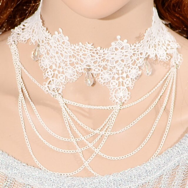 Collier Chaîne Femme Blanc Mode Colliers Tendance Bijoux pour Mariage Occasion spéciale Anniversaire Cadeau Quotidien Fiançailles