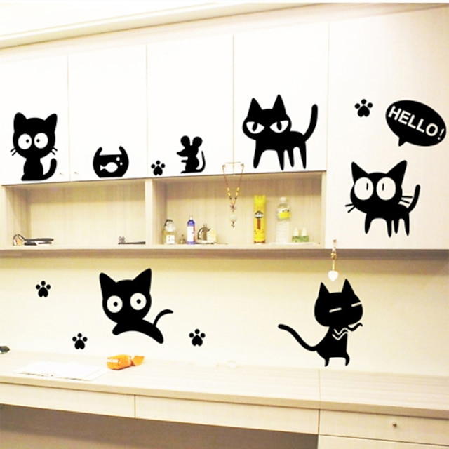  Wall Stickers Wall Decals,Black Cats PVC Wall Stickers