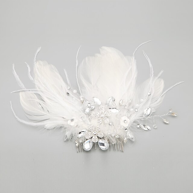  Women's Flower Girl's Feather Alloy Headpiece-Wedding Special Occasion Hair Combs 1 Piece