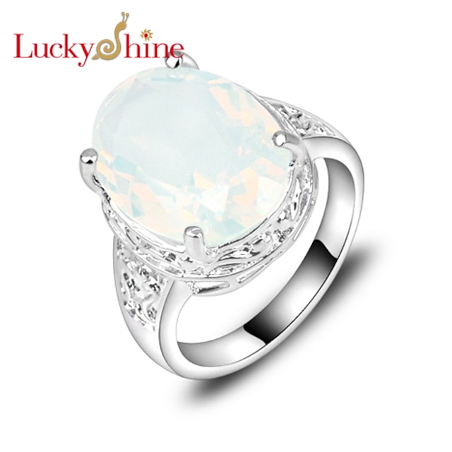  Men's Women's Moonstone Statement Ring Silver Fashion Ring Jewelry For Party 7 / 8 / 9