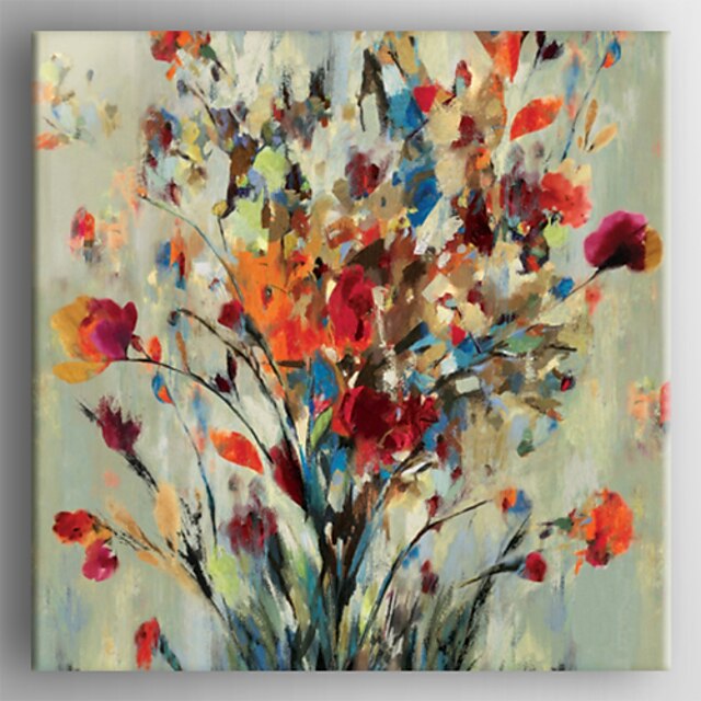  HANDMÅLAD Blommig/Botanisk En panel Kanvas Hang målad oljemålning For Hem-dekoration