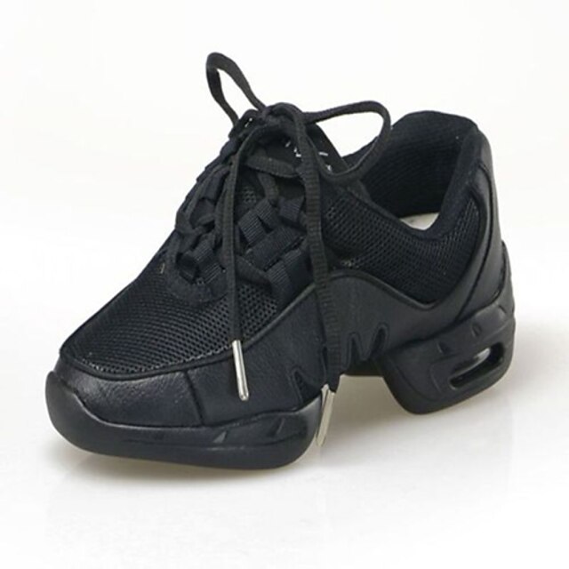  Men's / Women's Dance Sneakers Canvas / Fabric Flat Lace-up Flat Heel Non Customizable Dance Shoes Black / Indoor / Practice / Professional