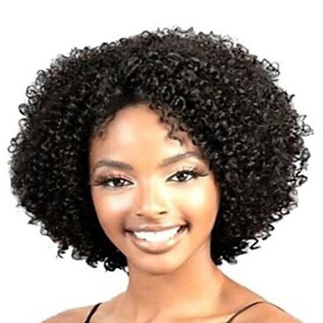  Synthetic Wig Curly Curly Wig Short Black Synthetic Hair Women's African American Wig Black StrongBeauty