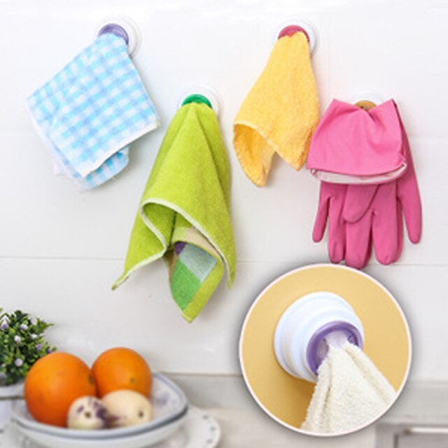  utformade självhäftande trasa hållare handdukskrok kök (slumpvis färg)