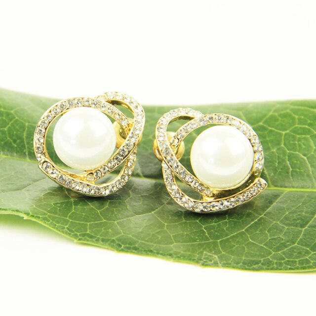  Boucle Boucles d'oreille goujon Bijoux 2pcs Alliage / Imitation de perle / Strass Femme Doré / Blanc