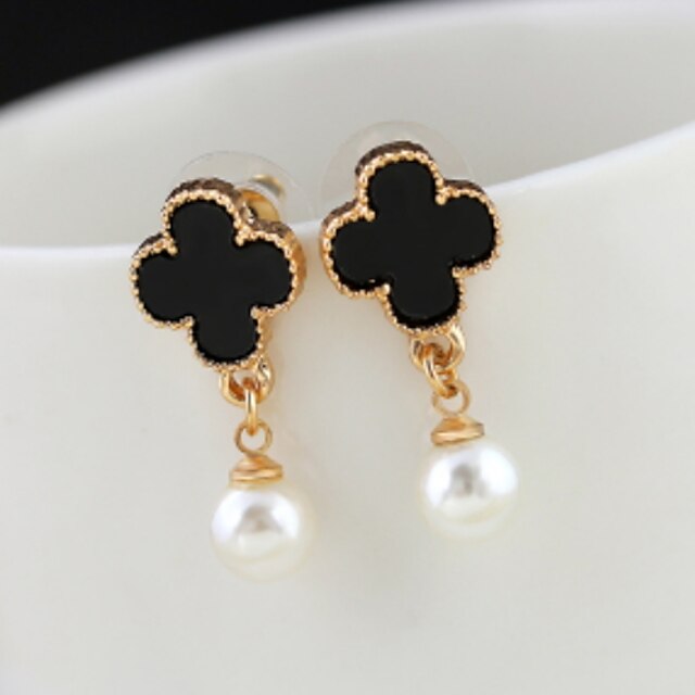  Cute Flower Diamante Alloy Pearl Drop Earrings