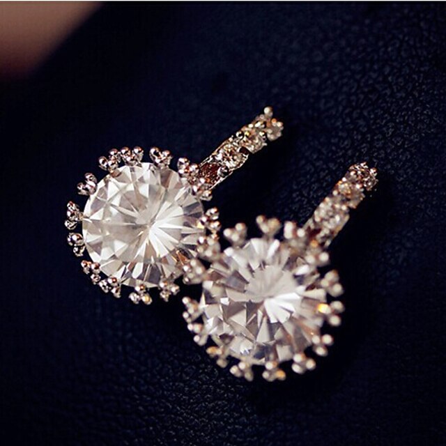  Stud Earrings Zircon Cubic Zirconia Simulated Diamond Alloy Luxury Jewelry Gold Jewelry 2pcs