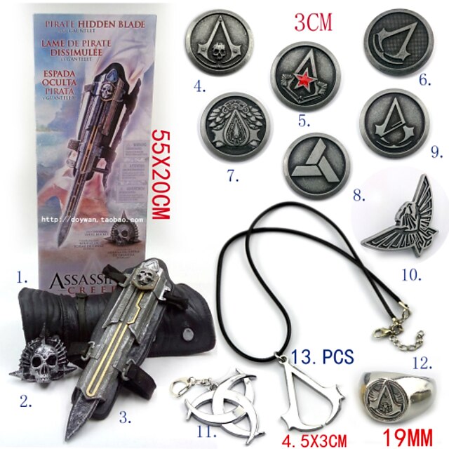  Jewelry / Badge Inspired by Assassin Ezio Anime / Video Games Cosplay Accessories Necklace / Gauntlets / Badge PVC(PolyVinyl Chloride) / Alloy Men's Halloween Costumes