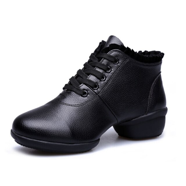  Women's Dance Sneakers Leather Sneaker / Split Sole Stitching Lace / Lace-up Low Heel Non Customizable Dance Shoes Black / Red