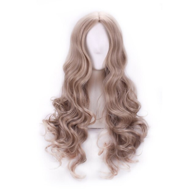  Synthetic Wig Wavy Wavy Wig Long Brown Synthetic Hair Women's Brown