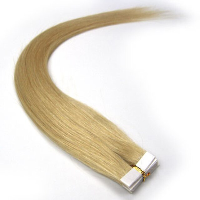  Tape In Human Hair Extensions Straight Human Hair Platinum Blonde